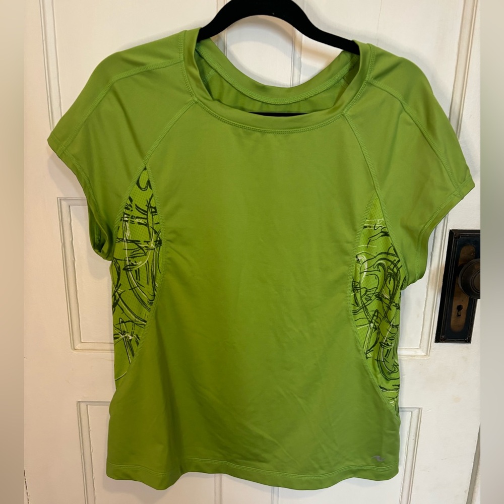 Athletics Works Short Sleeve Size XL Lime Green Activewear Top Side Patterns